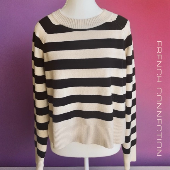 French Connection Cream and Black Striped Knit Top - Picture 5 of 10